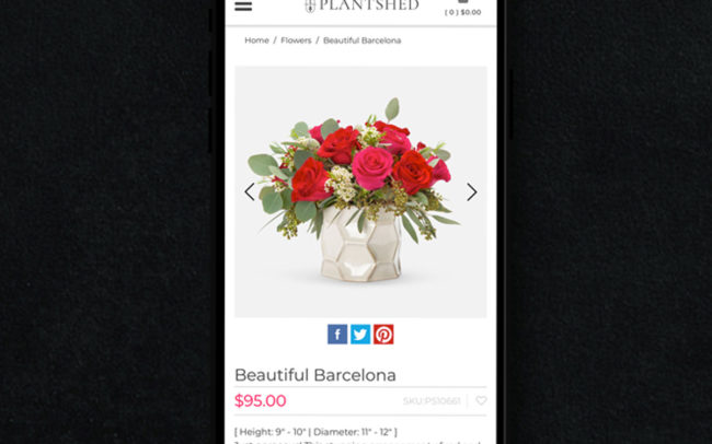 Mobile web design for Plantshed.com