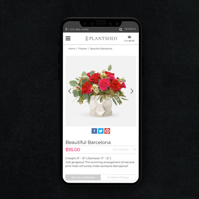 Mobile web design for Plantshed.com