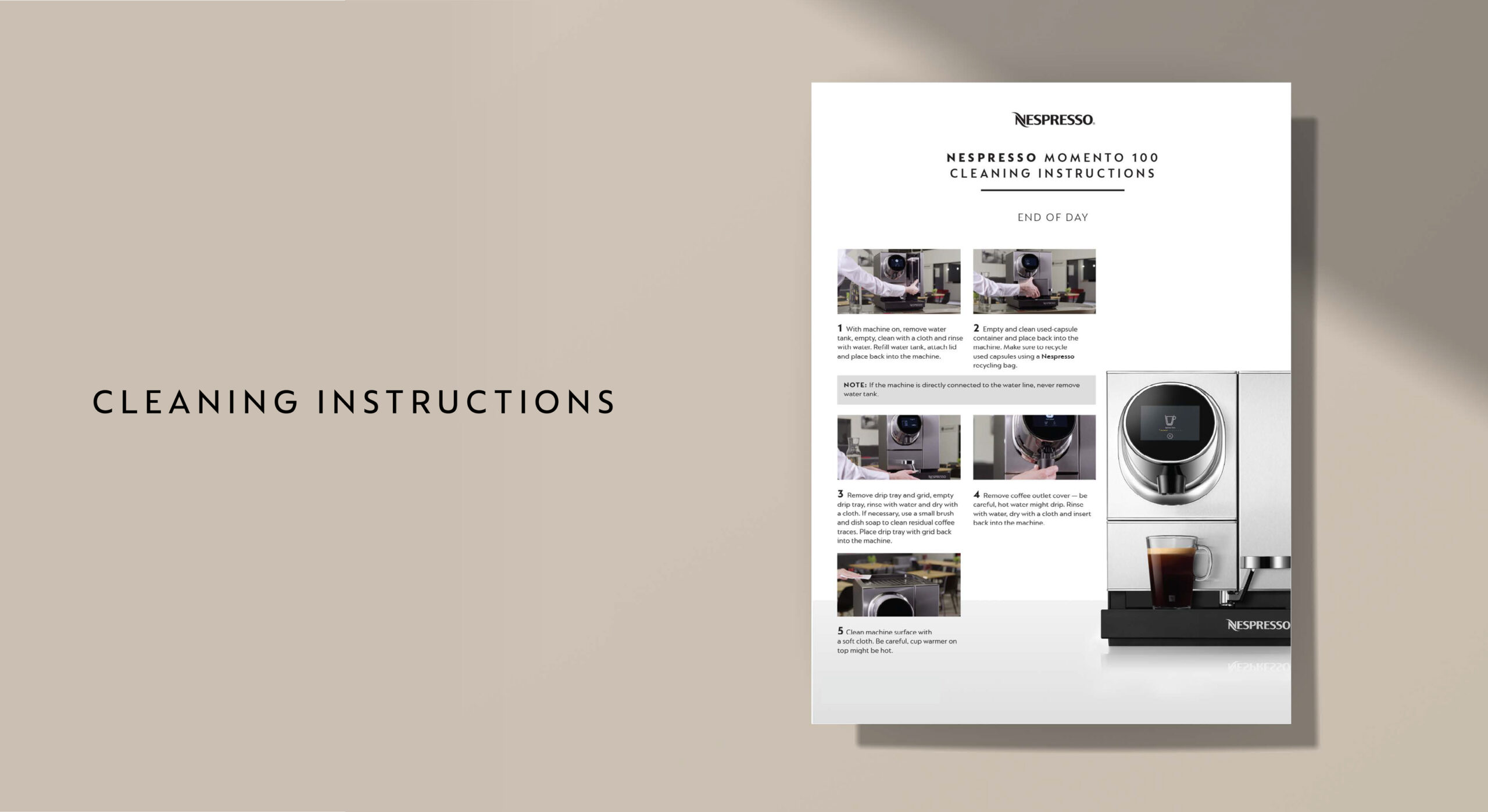 Machine cleaning instructions from Nespresso
