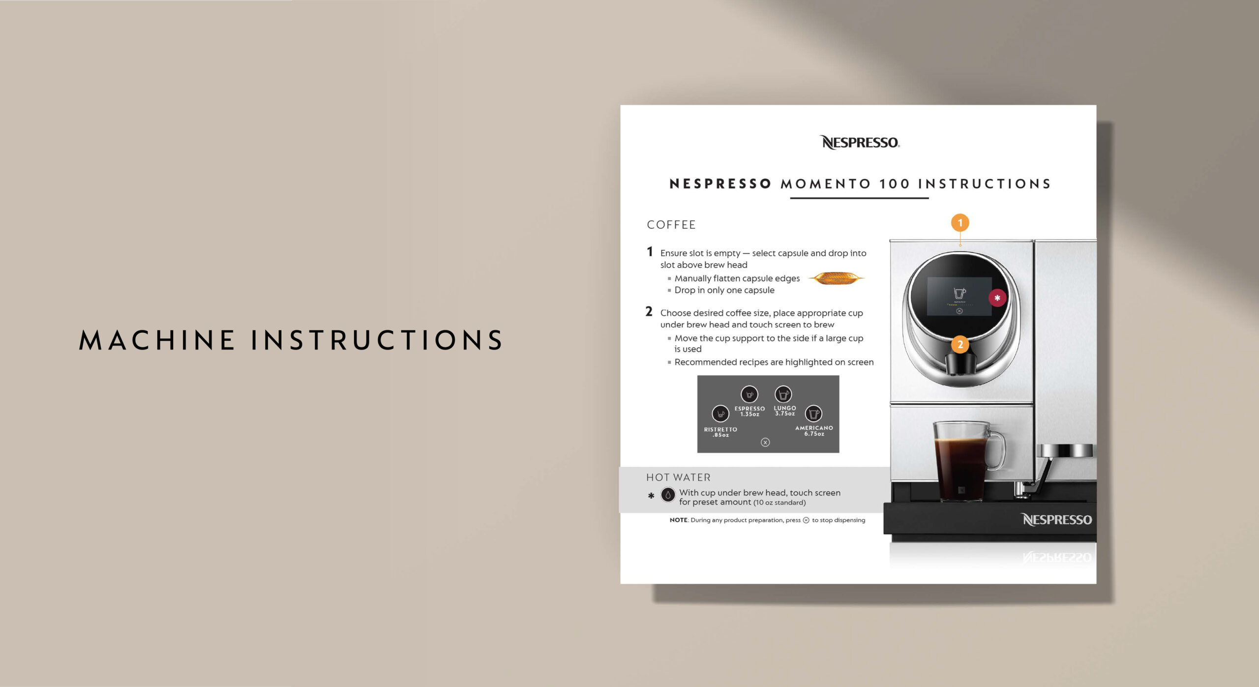 Machine instructions for Nespresso