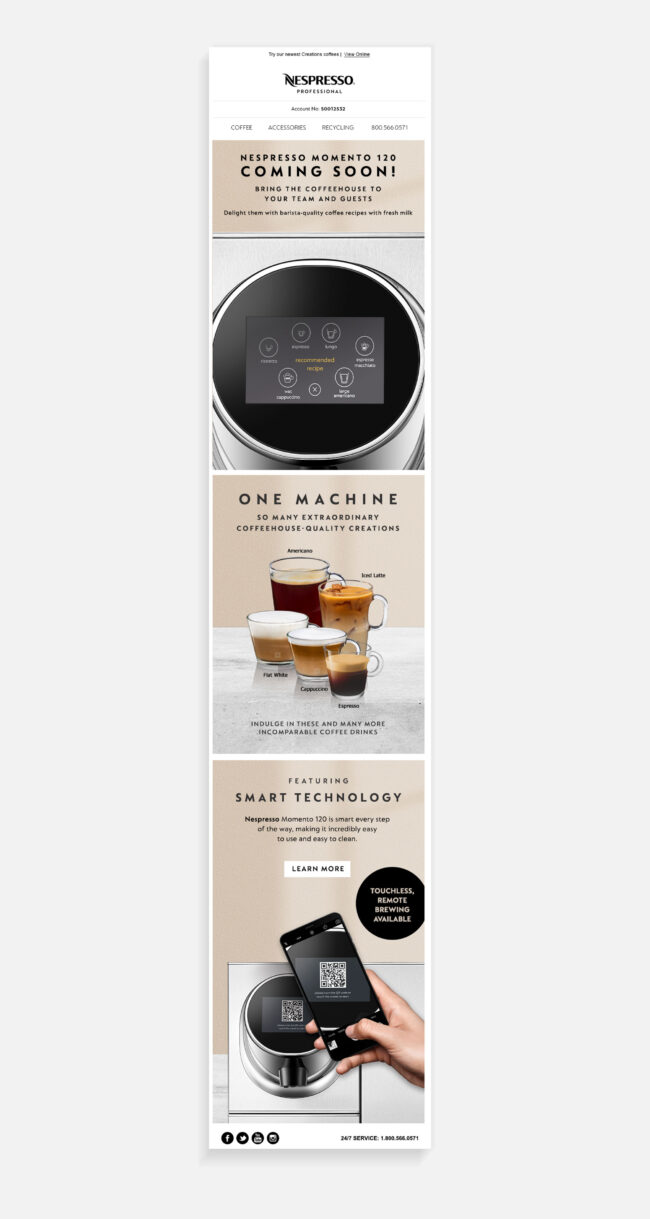Email design for Nespresso