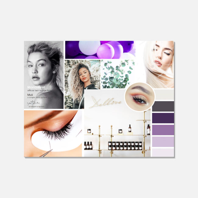Art direction moodboard for The Lash Lounge