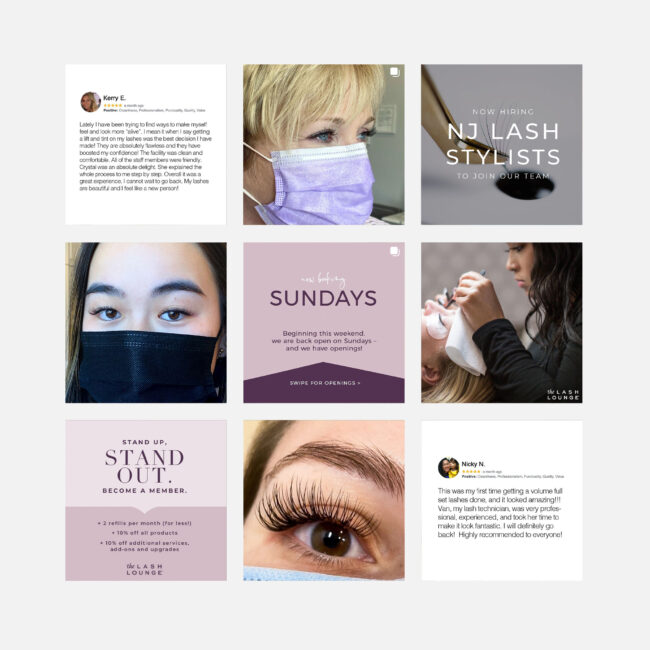 Social media design for The Lash Lounge