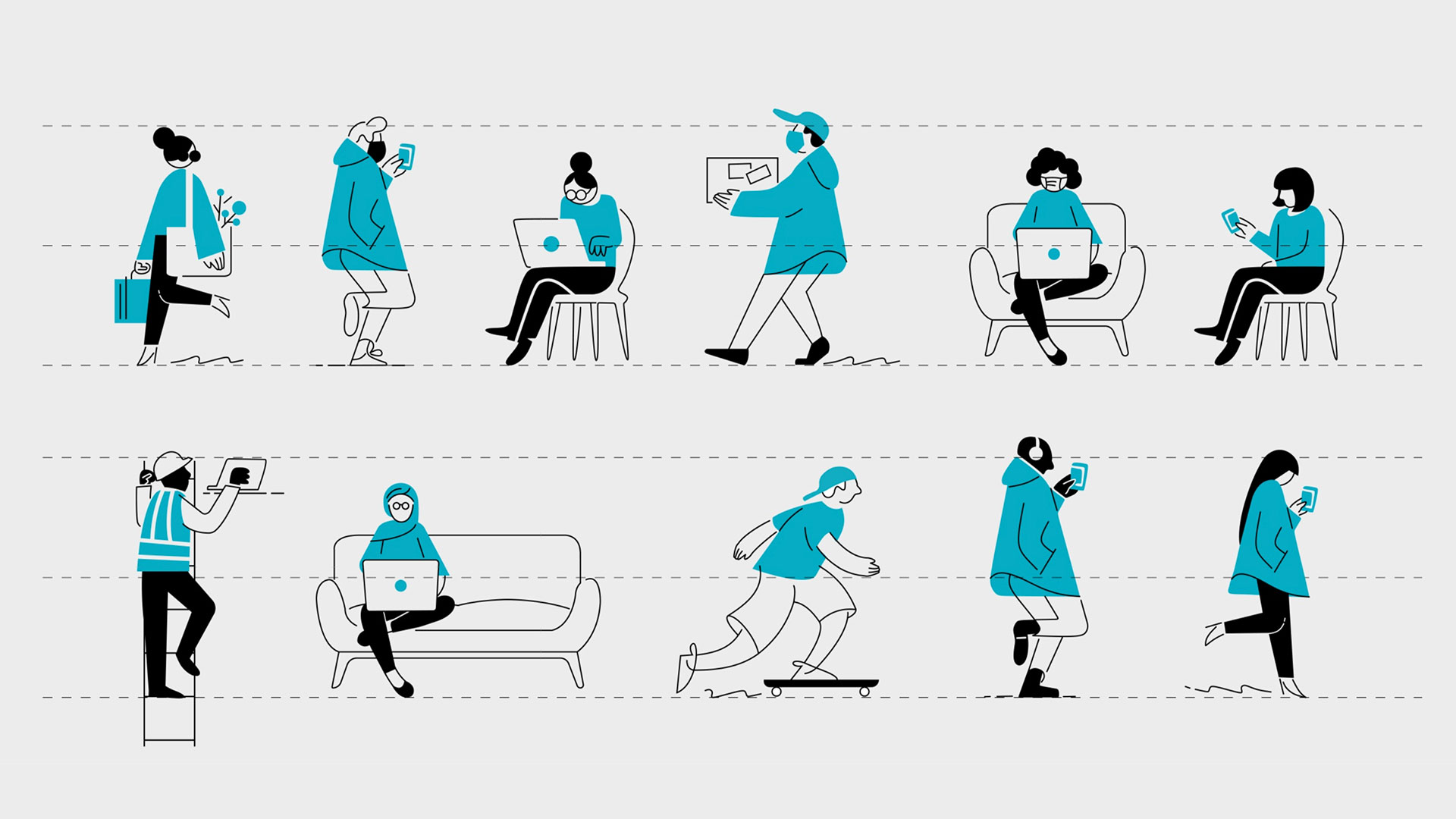 Stock & Custom Illustration Library for Protiviti Digital Branding